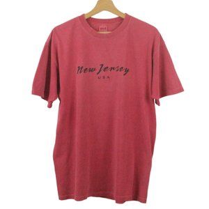 New Jersey USA T-Shirt Burgundy Red Vintage Tee Size Large